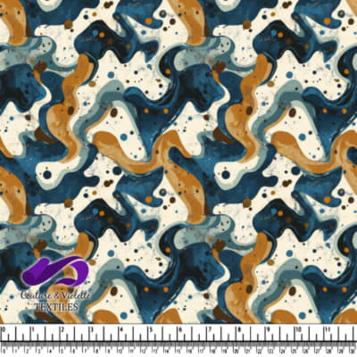 Abstract Fluid Art Pattern in Blue and Brown