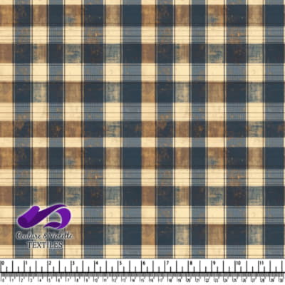 Motif à Carreaux Vintage Bleu et Marron