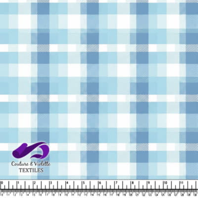 Light Blue Plaid Cotton Fabric Pattern