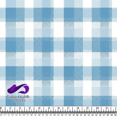 Blue and White Buffalo Plaid Fabric Pattern