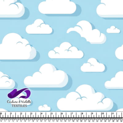 White Clouds on Blue Sky Pattern