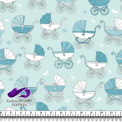 Vintage Blue Baby Carriage Pattern