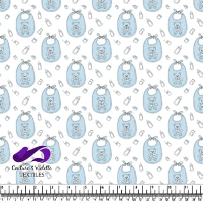 Blue Baby Pattern with Teddy Bears and Bottles