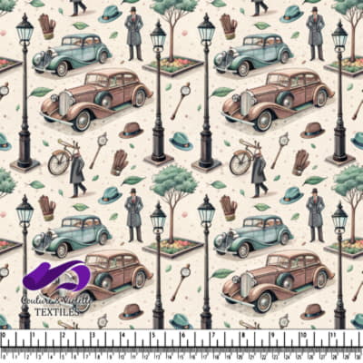 Vintage Cars Hats and Classic Style Pattern