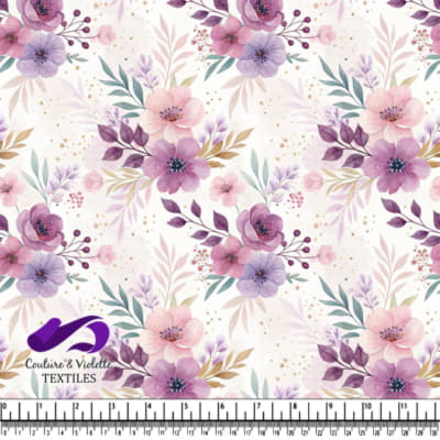 Élégant Motif Floral en Violet et Rose