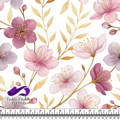 Motif Floral Délicat en Rose et Or