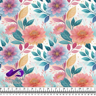 Pastel Floral Garden with Leaves