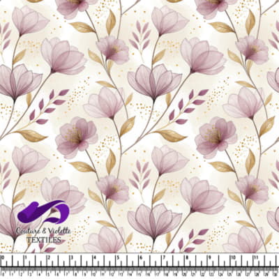 Motif Floral Délicat Rose et Or
