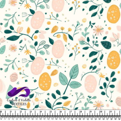 Motif Floral de Printemps et Oeufs de Pâques