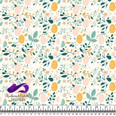 Motif Floral de Printemps et Oeufs de Pâques