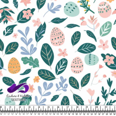 Motif Coloré d'Oeufs de Pâques et de Feuilles de Printemps