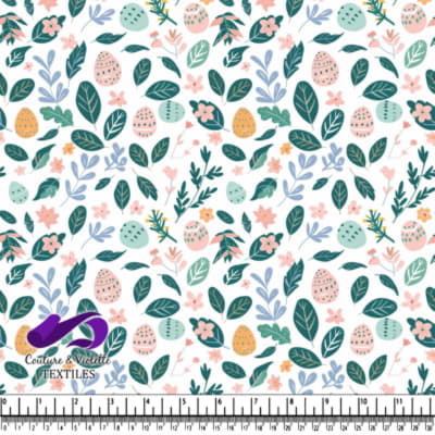 Motif Coloré d'Oeufs de Pâques et de Feuilles de Printemps