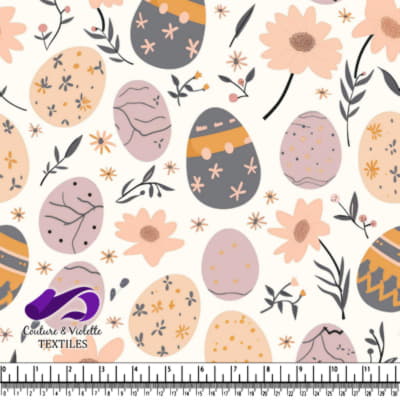 Motif de Pâques en Pastel avec Oeufs et Fleurs