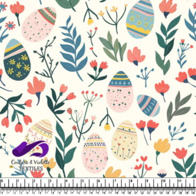Motif Floral et Œufs de Pâques
