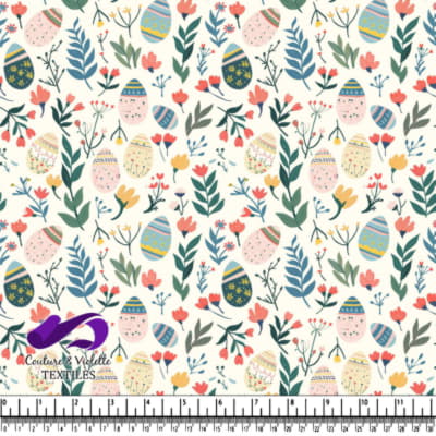 Motif Floral et Œufs de Pâques