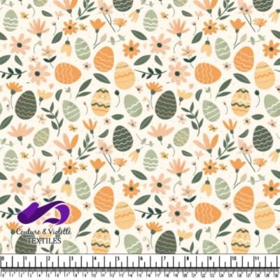 Motif de Fleurs et Œufs de Pâques au Printemps