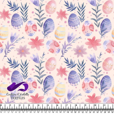 Motif de Fleurs et Oeufs de Pâques Pastels