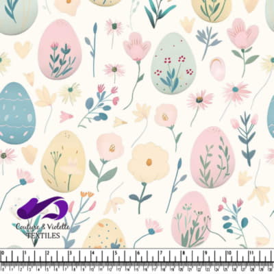 Motif d'Oeufs de Pâques Pastel et Fleurs de Printemps