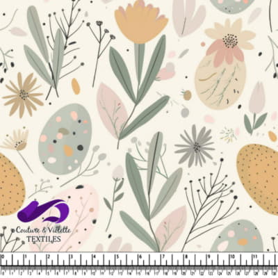 Soft Pastel Floral and Egg Pattern