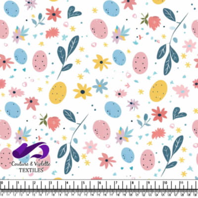 Motif de Pâques avec Oeufs Pastels et Fleurs