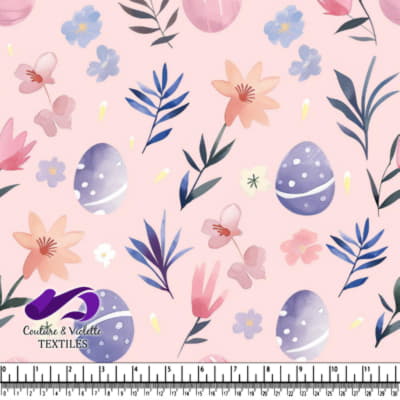 Motif Floral de Pâques avec des Oeufs Violets