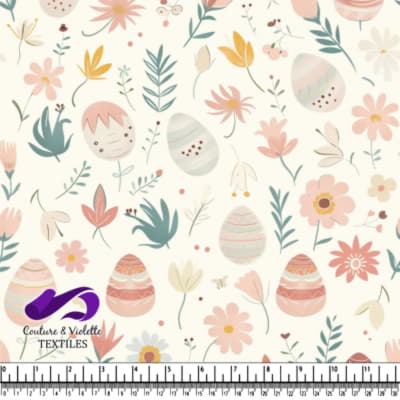 Motif Oeufs de Pâques et Fleurs de Printemps