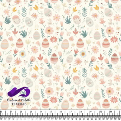 Motif Oeufs de Pâques et Fleurs de Printemps