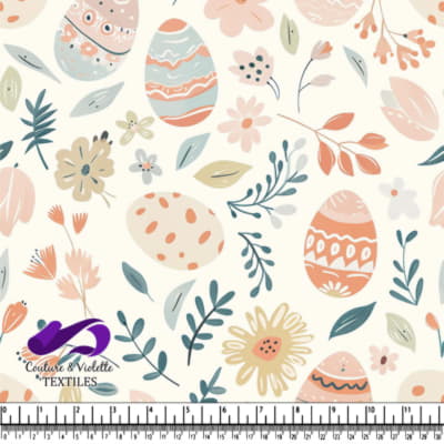 Motif Œufs de Pâques et Fleurs de Printemps