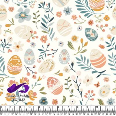 Motif Œufs de Pâques et Fleurs de Printemps
