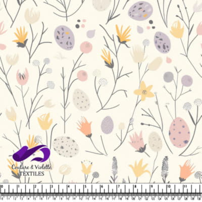 Motif Délicat de Fleurs Sauvages et d'Oeufs