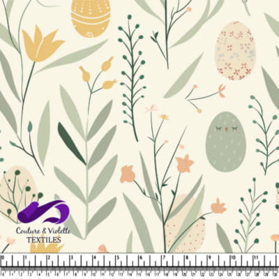 Motif Œufs de Pâques et Fleurs Sauvages