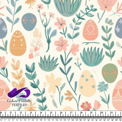 Motif Floral de Printemps et Oeufs de Pâques