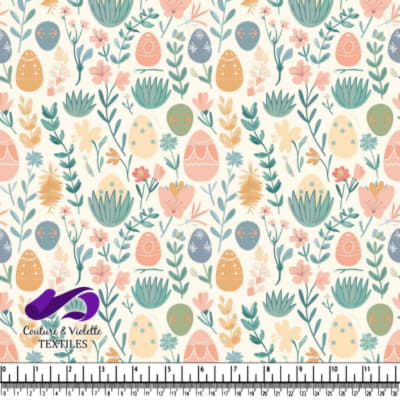 Motif Floral de Printemps et Oeufs de Pâques
