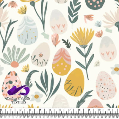 Motif Œufs de Pâques et Fleurs de Printemps