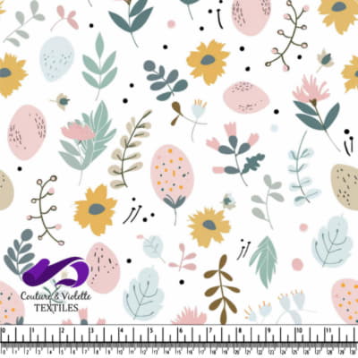 Motif Floral Pastel sur Fond Blanc