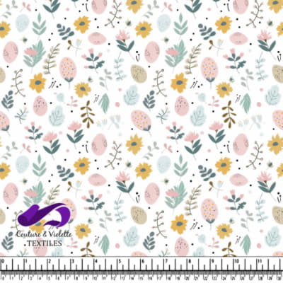 Motif Floral Pastel sur Fond Blanc