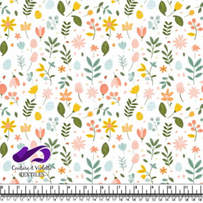 Motif Floral et Feuilles Pastel
