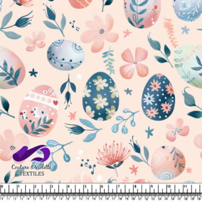 Motif Floral avec Oeufs de Pâques Décoratifs