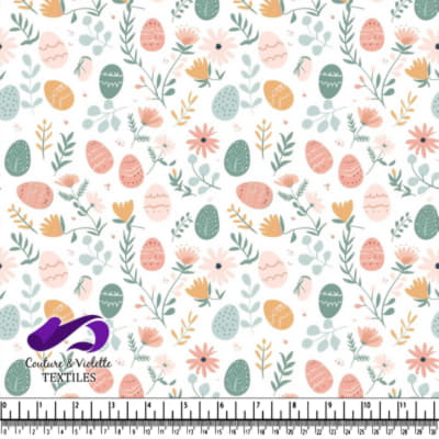 Motif de Pâques Printanier avec Éléments Floraux