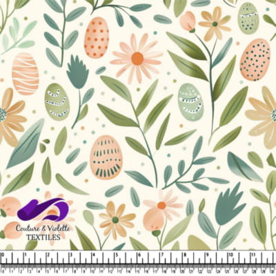 Motif Printanier Floral et d'Oeufs de Pâques