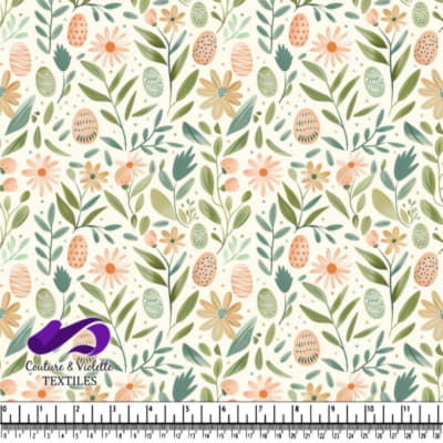 Motif Printanier Floral et d'Oeufs de Pâques