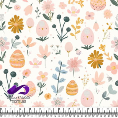 Pastel Easter Floral and Egg Pattern
