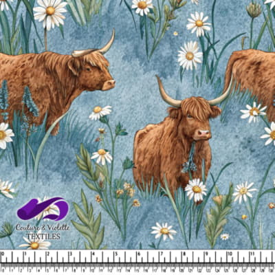 Highland Cattle in Wildflower Meadow