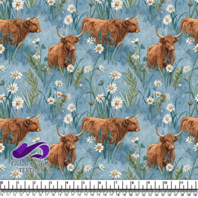 Highland Cattle in Wildflower Meadow