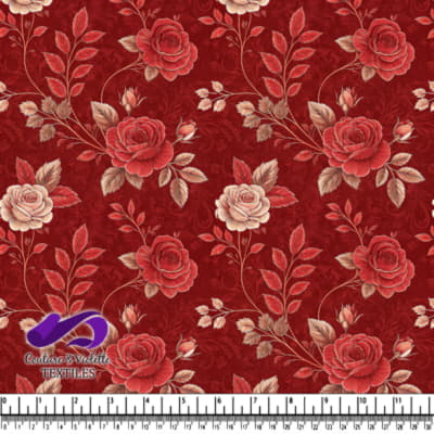 Red Vintage Roses Floral Pattern