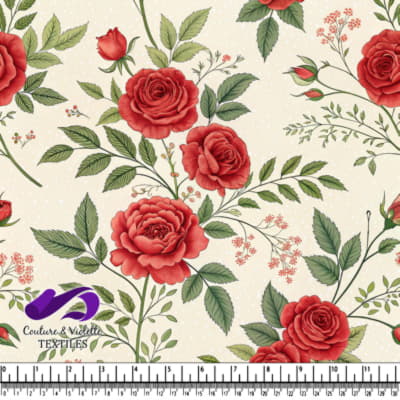 Motif Floral de Rose Rouge Vintage