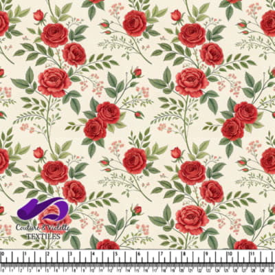 Motif Floral de Rose Rouge Vintage