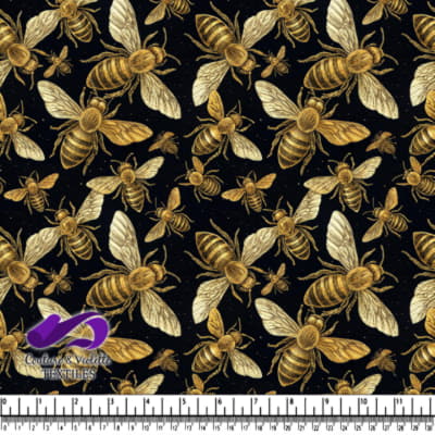 Motif d'Abeilles Dorées sur Fond Noir