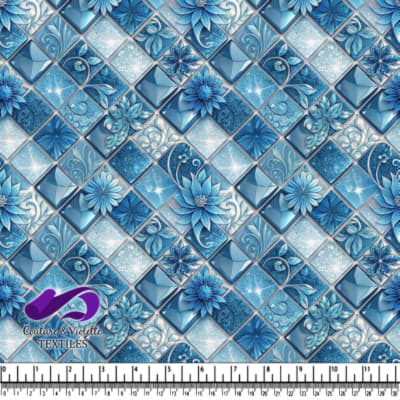 Motif de Carreaux Floraux Bleus