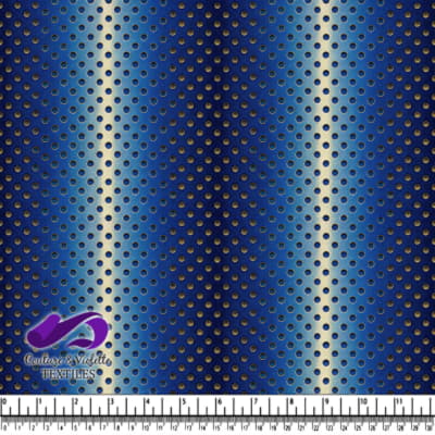 Tissu à pois métalliques bleu et or